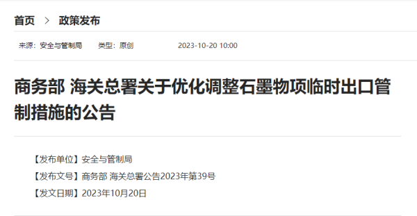 石墨臨時出口管制措施有哪些？